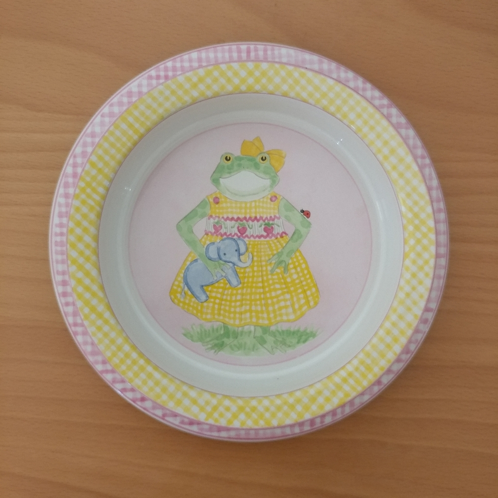 Kelly B Rightsell Bunny and Frog Bowl and Plate
